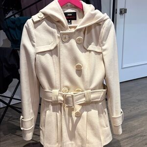 Miss Sixty Cream Hooded Trench Coat